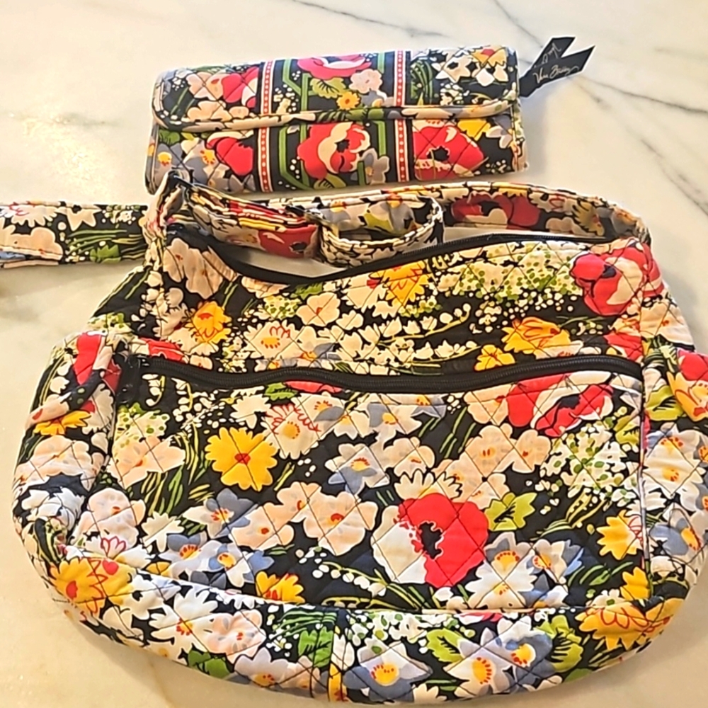 Vera Bradley lot of crossbody purse and clutch Poppy Fields pattern